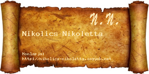 Nikolics Nikoletta névjegykártya